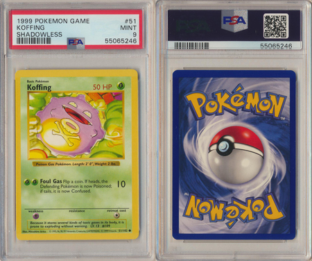 Koffing 51 102 PSA 9 MINT Common Shadowless 5246 PSA Graded Pokemon Cards Koffing 51 102 PSA 9 MINT Common Shadowless 5246 PSA Graded Pokemon Cards
