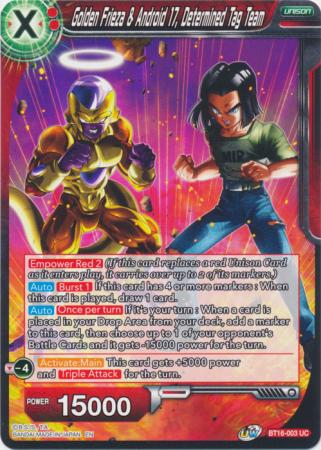 Golden Frieza Android 17 Determined Tag Team BT16 003 Uncommon Foil UW Series 7 Realm of the Gods Foil Singles Golden Frieza Android 17 Determined Tag Team BT16 003 Uncommon Foil UW Series 7 Realm of the Gods Foil Singles