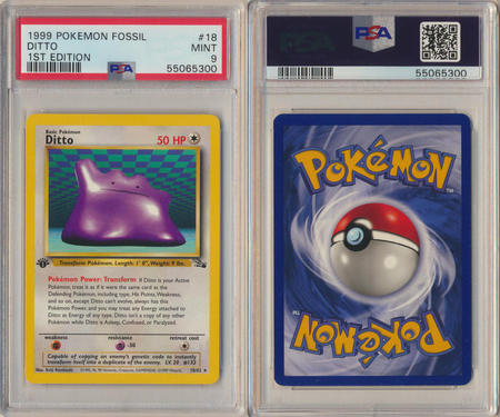 Ditto 18 62 PSA 9 MINT Rare 1st Edition Fossil 5300 PSA Graded Pokemon Cards Ditto 18 62 PSA 9 MINT Rare 1st Edition Fossil 5300 PSA Graded Pokemon Cards