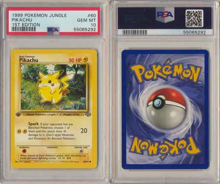 Pikachu 60 64 PSA 10 GEM MT Common 1st Edition Jungle 5292 PSA Graded Pokemon Cards Pikachu 60 64 PSA 10 GEM MT Common 1st Edition Jungle 5292 PSA Graded Pokemon Cards