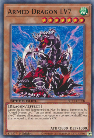 Armed Dragon LV7 SGX1 ENC08 Common 1st Edition Speed Duel GX Duel Academy Box Singles Armed Dragon LV7 SGX1 ENC08 Common 1st Edition Speed Duel GX Duel Academy Box Singles