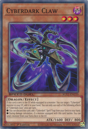 Cyberdark Claw SGX1 ENG10 Common 1st Edition Speed Duel GX Duel Academy Box Singles Cyberdark Claw SGX1 ENG10 Common 1st Edition Speed Duel GX Duel Academy Box Singles