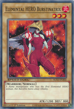Elemental HERO Burstinatrix SGX1 ENA02 Common 1st Edition Speed Duel GX Duel Academy Box Singles Elemental HERO Burstinatrix SGX1 ENA02 Common 1st Edition Speed Duel GX Duel Academy Box Singles