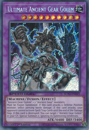 Ultimate Ancient Gear Golem SGX1 END21 Secret Rare 1st Edition Speed Duel GX Duel Academy Box Singles Ultimate Ancient Gear Golem SGX1 END21 Secret Rare 1st Edition Speed Duel GX Duel Academy Box Singles