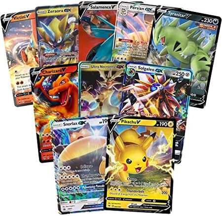 10 Assorted Pokemon Oversize Cards with Golden Groundhog TCG Deck Box