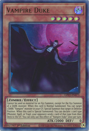 Vampire Duke GFP2 EN073 Ultra Rare 1st Edition Ghosts From The Past The 2nd Haunting 1st Edition Singles Vampire Duke GFP2 EN073 Ultra Rare 1st Edition Ghosts From The Past The 2nd Haunting 1st Edition Singles