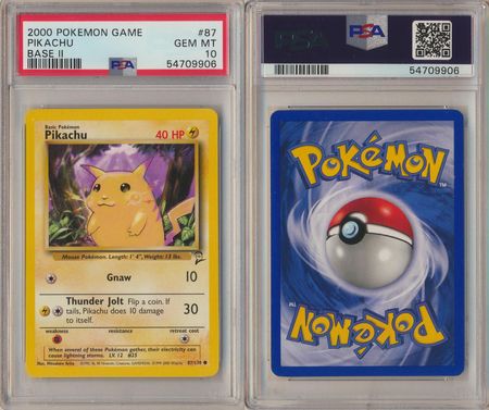 Pikachu - 87/130 - PSA 10 GEM MT - Common (Base Set 2) 9906