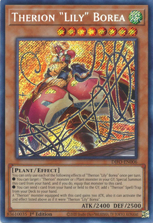 Therion Lily Borea DIFO EN006 Secret Rare 1st Edition Therion Lily Borea DIFO EN006 Secret Rare 1st Edition