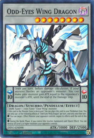 Odd Eyes Wing Dragon DIFO EN098 Super Rare 1st Edition Odd Eyes Wing Dragon DIFO EN098 Super Rare 1st Edition