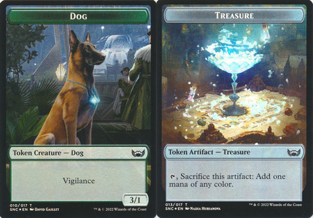 Dog 010 017 Treasure 013 017 Foil Double Sided Token Streets of New Capenna Collector Booster Foil Singles Dog 010 017 Treasure 013 017 Foil Double Sided Token Streets of New Capenna Collector Booster Foil Singles