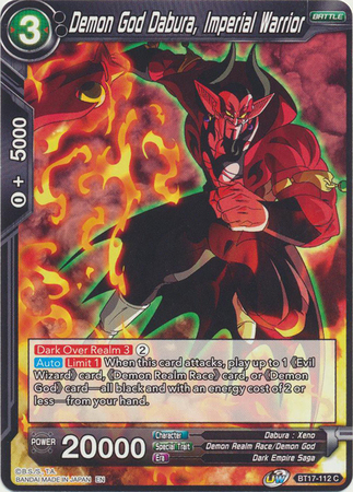 Demon God Dabura Imperial Warrior BT17 112 Common UW Series 8 Ultimate Squad Singles Demon God Dabura Imperial Warrior BT17 112 Common UW Series 8 Ultimate Squad Singles
