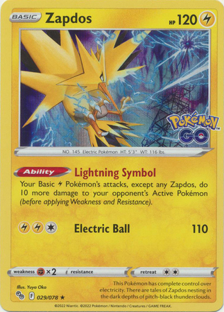 Zapdos Reverse Foil Raro Pokémon Go