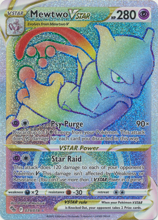 Mavin  Pokemon Go Mewtwo V Star Rainbow Secret Rare 79/78 ENGLISH Mint  Condition TCG