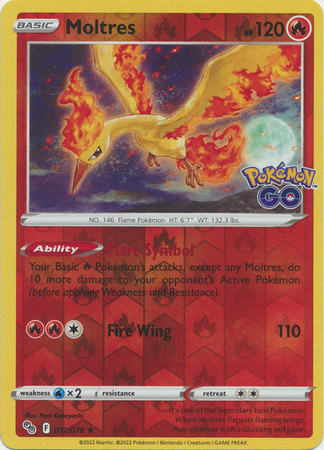 Moltres Reverse Holo #012/078 2022 Sword & Shield Pokemon Go Pokemon C –  CTKollectables