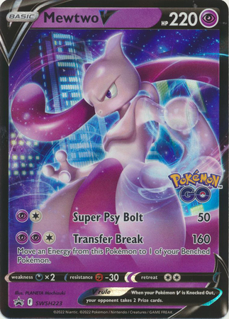 Mewtwo V SWSH223 Ultra Rare Promo Pokemon Go Sword & Shield NM 2022