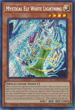 Mystical Elf White Lightning LDS3 EN135 Secret Rare 1st Edition Mystical Elf White Lightning LDS3 EN135 Secret Rare 1st Edition