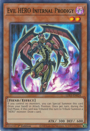 Evil HERO Infernal Prodigy LDS3 EN024 Ultra Rare 1st Edition Evil HERO Infernal Prodigy LDS3 EN024 Ultra Rare 1st Edition