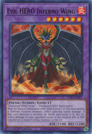 Evil HERO Inferno Wing Red LDS3 EN027 Ultra Rare 1st Edition 