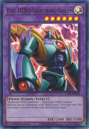 Evil HERO Lightning Golem LDS3 EN028 Ultra Rare 1st Edition Legendary Duelists Season 3 LDS3 1st Edition Singles Evil HERO Lightning Golem LDS3 EN028 Ultra Rare 1st Edition Legendary Duelists Season 3 LDS3 1st Edition Singles