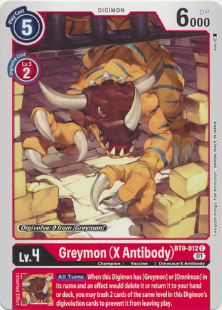 Greymon X Antibody BT9 012 C Common X Record BT09 Singles Greymon X Antibody BT9 012 C Common X Record BT09 Singles