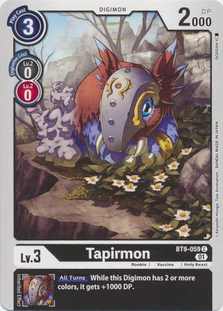 Tapirmon BT9 059 C Common X Record BT09 Singles Tapirmon BT9 059 C Common X Record BT09 Singles
