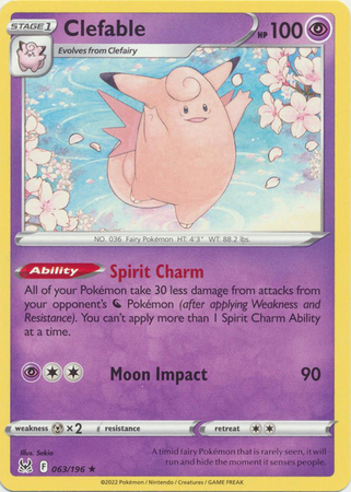 Clefable 063 196 Rare Sword Shield Lost Origin Singles Clefable 063 196 Rare Sword Shield Lost Origin Singles