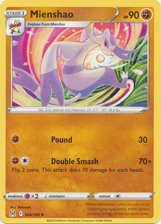 Mienshao 104 196 Uncommon Sword Shield Lost Origin Singles Mienshao 104 196 Uncommon Sword Shield Lost Origin Singles
