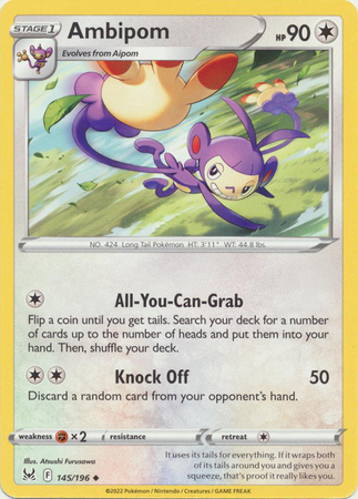 Ambipom 145 196 Uncommon Sword Shield Lost Origin Singles Ambipom 145 196 Uncommon Sword Shield Lost Origin Singles