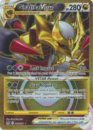 POKEMON SWSH: LOST ORIGIN GIRATINA VMAX FULL ART CARD #212/196