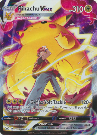 2022 Pokemon Lost Origin Ultra Rare Pikachu Vmax TG17/TG30 – Mint