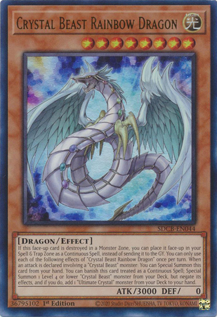 Crystal Beast Rainbow Dragon SDCB EN044 Ultra Rare 1st Edition Legend of the Crystal Beasts 1st Edition Singles Crystal Beast Rainbow Dragon SDCB EN044 Ultra Rare 1st Edition Legend of the Crystal Beasts 1st Edition Singles