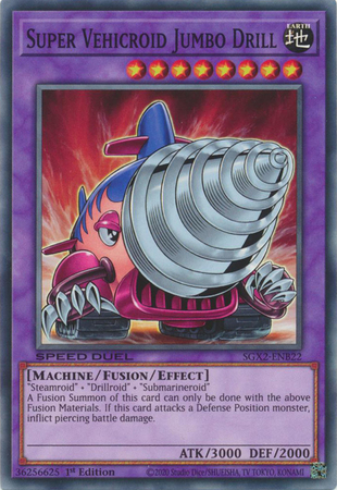 Super Vehicroid Jumbo Drill SGX2 ENB22 Common 1st Edition Speed Duel GX Midterm Paradox Box Singles Super Vehicroid Jumbo Drill SGX2 ENB22 Common 1st Edition Speed Duel GX Midterm Paradox Box Singles