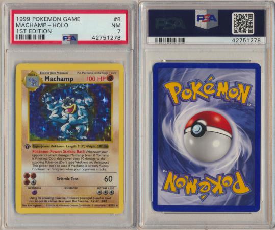 (2) 1st edition Machamp Base Set PSA 8 Graded store Pokemon Cards