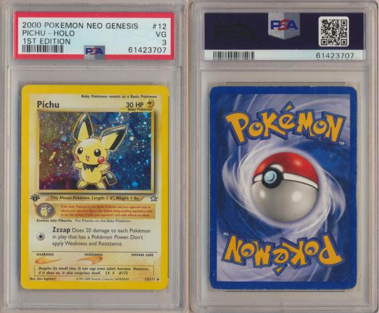 Pichu 12 111 PSA 3 VG Holo 1st Edition Neo Genesis 3707 PSA Graded Pokemon Cards Pichu 12 111 PSA 3 VG Holo 1st Edition Neo Genesis 3707 PSA Graded Pokemon Cards