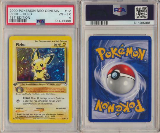 Pichu 12 111 PSA 4 VG EX Holo 1st Edition Neo Genesis 9388 PSA Graded Pokemon Cards Pichu 12 111 PSA 4 VG EX Holo 1st Edition Neo Genesis 9388 PSA Graded Pokemon Cards