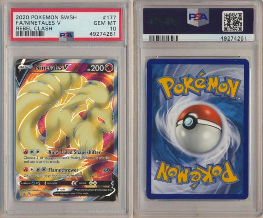 Ninetales V - 177/192 - PSA 10 GEM MT - Full Art (Rebel