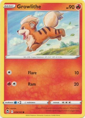 Growlithe 019 195 Common Sword Shield Silver Tempest Singles Growlithe 019 195 Common Sword Shield Silver Tempest Singles