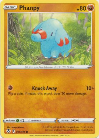 Phanpy 091 195 Common Sword Shield Silver Tempest Singles Phanpy 091 195 Common Sword Shield Silver Tempest Singles