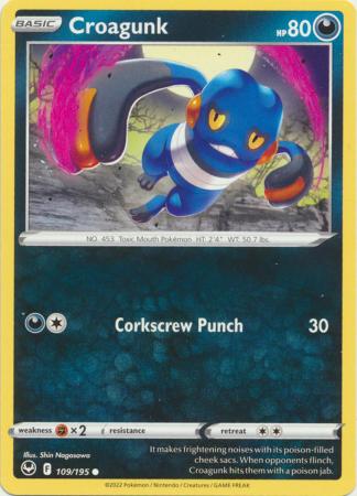 Croagunk 109 195 Common Sword Shield Silver Tempest Singles Croagunk 109 195 Common Sword Shield Silver Tempest Singles