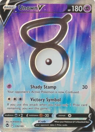 Unown V 177/195- Silver Tempest - Full Art - Pokemon Ultra Rare Card - Holo  Foil