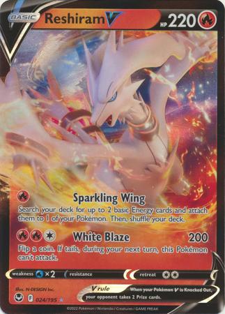 Reshiram V 024/195 - Silver Tempest Ultra Rare Holo Rare V Pokémon Card -  NM/M