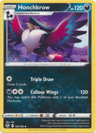 Honchkrow 107 195 Uncommon Sword Shield Silver Tempest Singles Honchkrow 107 195 Uncommon Sword Shield Silver Tempest Singles