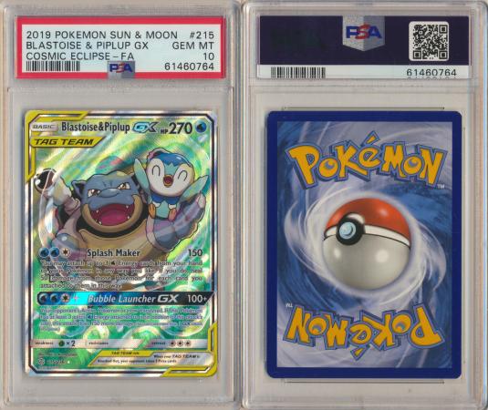 Psa 10 blastoise deals and piplup and psa 9 naganadel gx