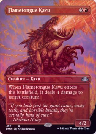Flametongue Kavu 432 Alternate Art Borderless Foil Dominaria Remastered Collector Booster Foil Singles Flametongue Kavu 432 Alternate Art Borderless Foil Dominaria Remastered Collector Booster Foil Singles