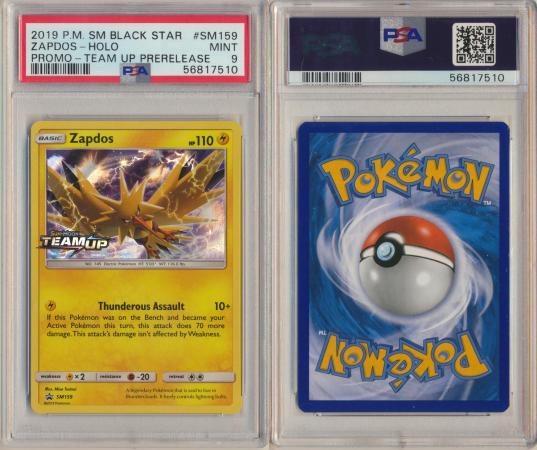 Pokemon Card Zapdos Sm159 near Mint + Eng Rare Foil Prerelase Team Up