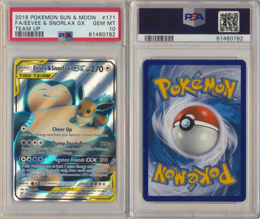 Eevee & Snorlax GX - 171/181 - PSA 10 GEM MT - Full Art (Team Up)