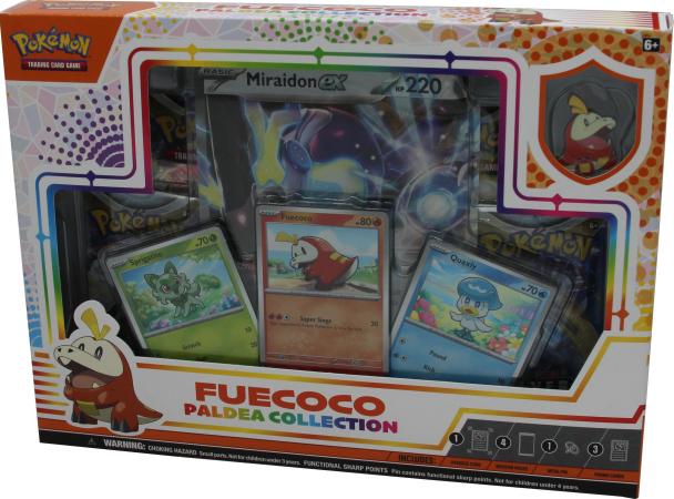 Box Pokémon Coleção Paldea Miraidon Ex 40 Cartas Fuecoco - Laranja