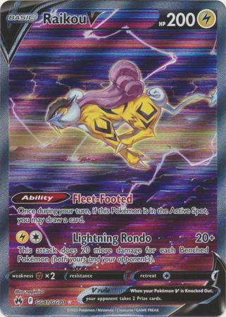 Pokemon Raikou V GG41 Crown Zenith Galarian Gallery Rare Full Art Card New  NM