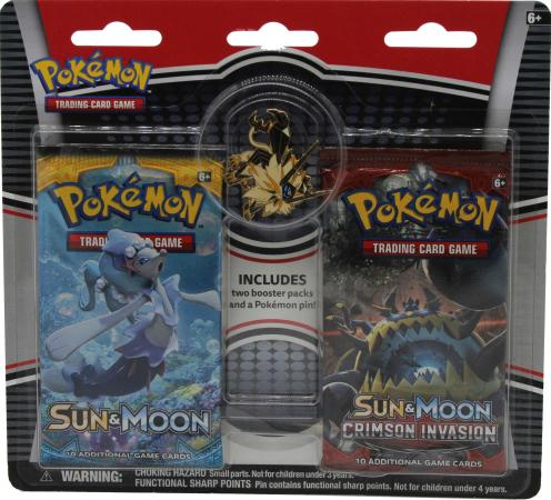 Sun & Moon & Crimson Invasion 2 Pack Blister w/ Random Pin (Pokemon)