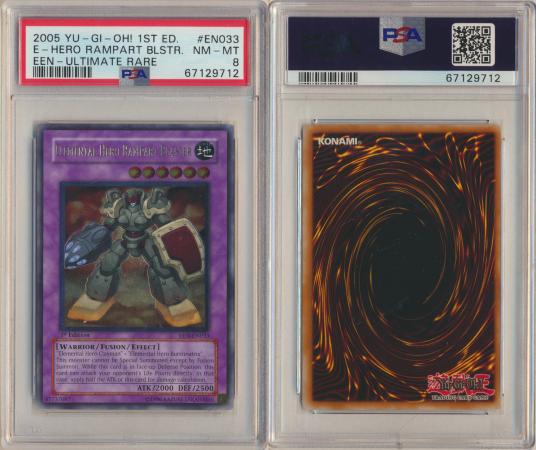 Elemental Hero Rampart Blaster EEN-EN033 PSA 8 NM-MT Ultimate Rare 1st